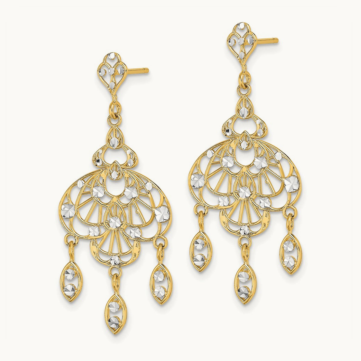 w/Rhodium D/C Chandelier Fancy Earrings, 14K