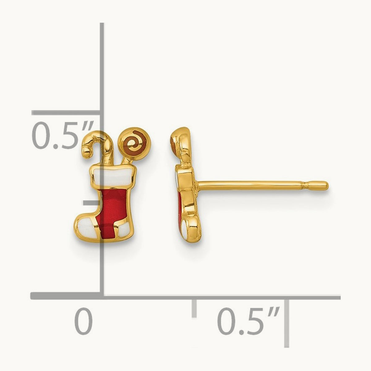 Madi K Polished Enameled Christmas Stocking Post Earrings, 14K