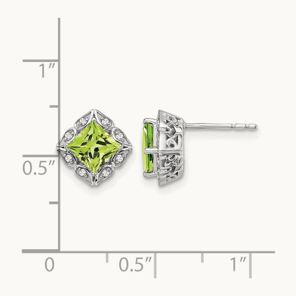 Square Peridot and Diamond Earrings — photo set