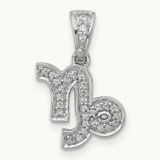 Diamond Capricorn Zodiac Pendant, 14K White Gold