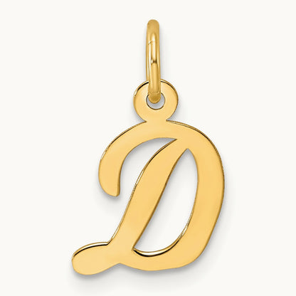 Small Script Letter D Initial Charm, 14K