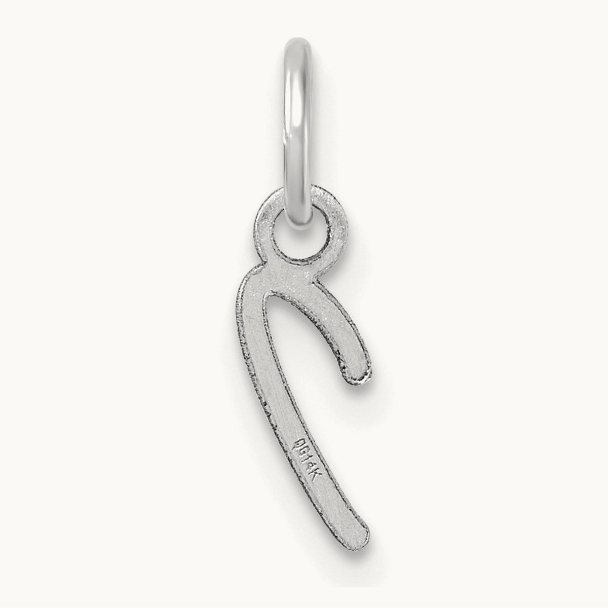 Uppercase Initial Charm — 14K White Gold, I