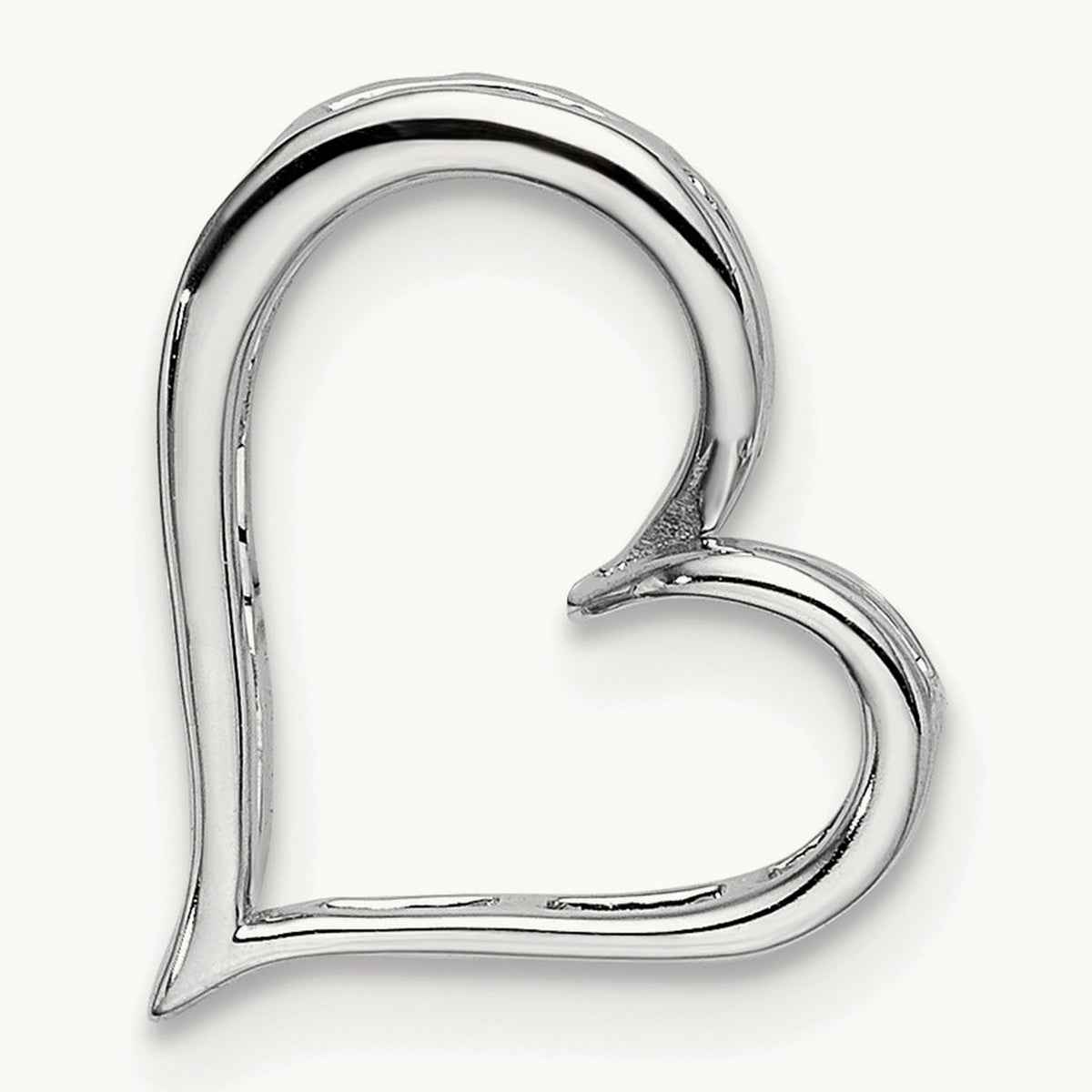 Diamond Heart Chain Slide, 14K White Gold
