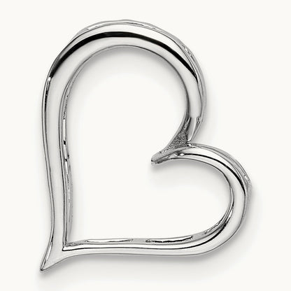 Diamond Heart Chain Slide, 14K White Gold