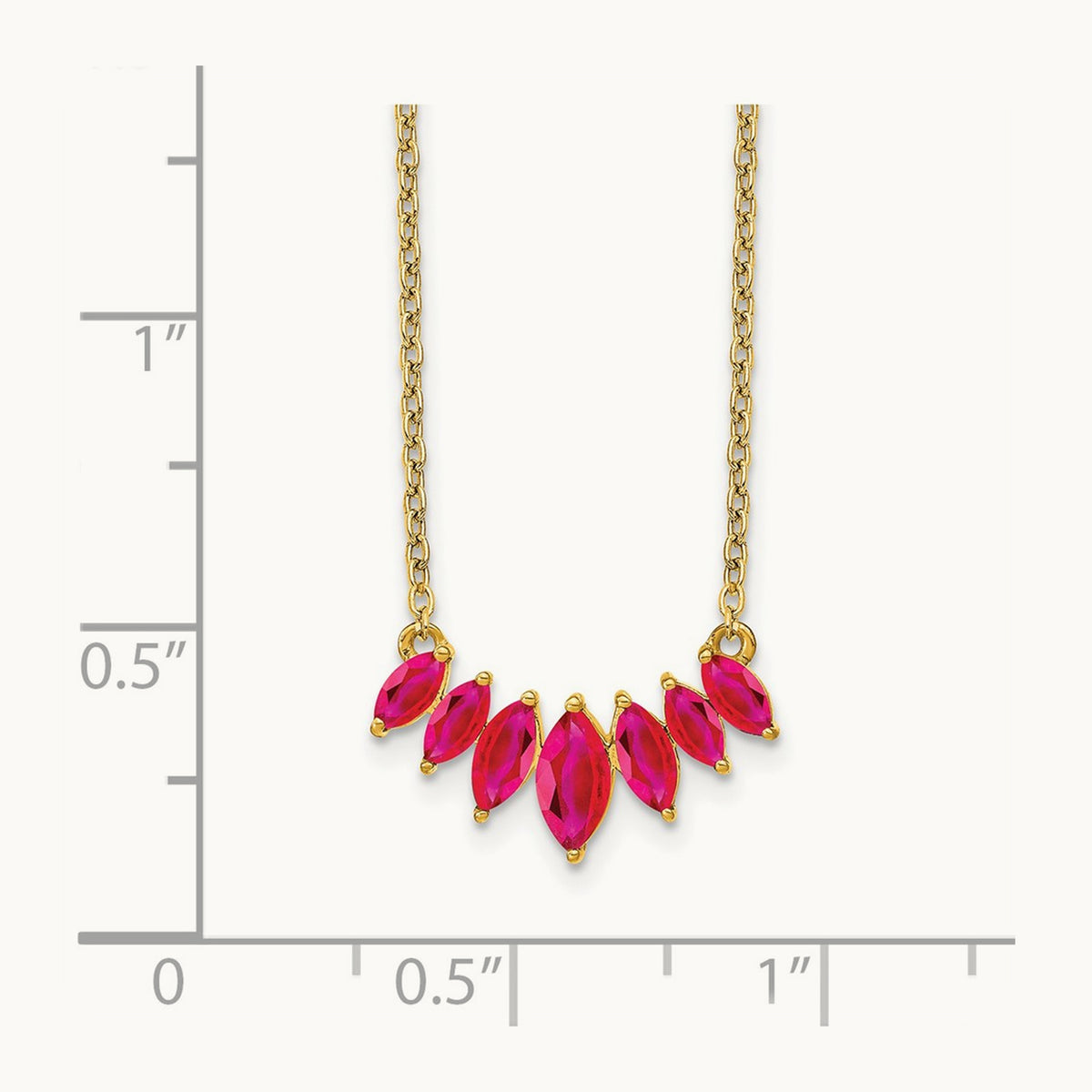 Marquise Ruby 18 inch Necklace, 14K