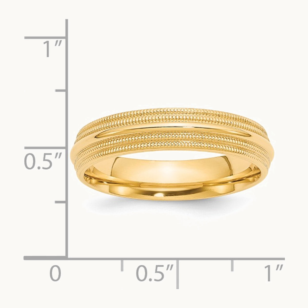 Double Milgrain Comfort Fit Band — 14K Yellow Gold, 5mm