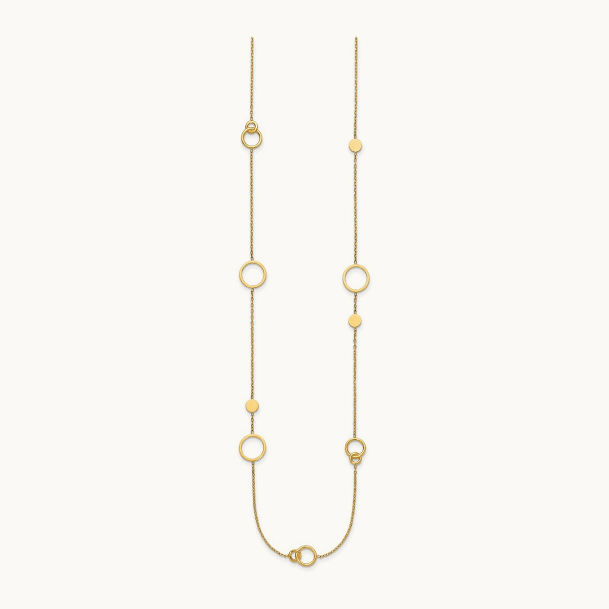 Polished Circle Pattern Necklace, 14K