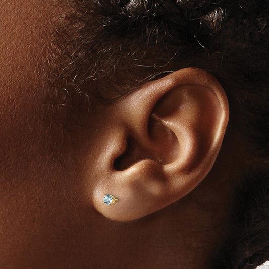 March/Aquamarine Post Earrings — 3mm