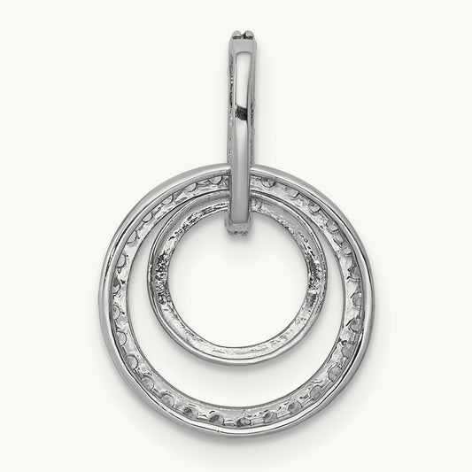 Diamond Double Circle Dangle Pendant — 14K White Gold