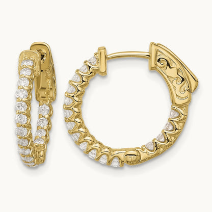 .64ct 32-1.7 In/Out Hoop w/ Safety Clasp Diamond Earrings, 14K