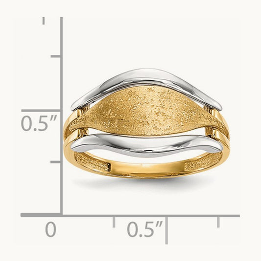 Polished & Textured Ring, 14K Two-tone