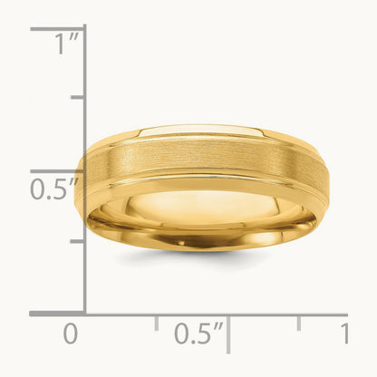 Standard Comfort Fit Brush Satin Fancy Band, 14K Yellow Gold