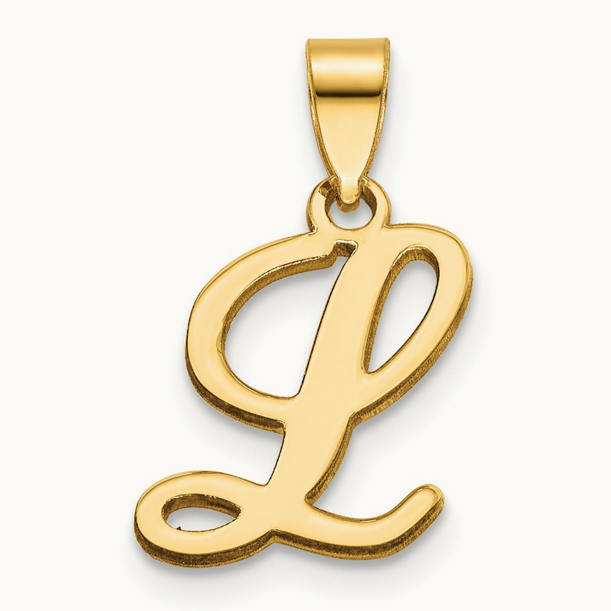Script Letter L Initial Pendant, 14K Yellow Gold
