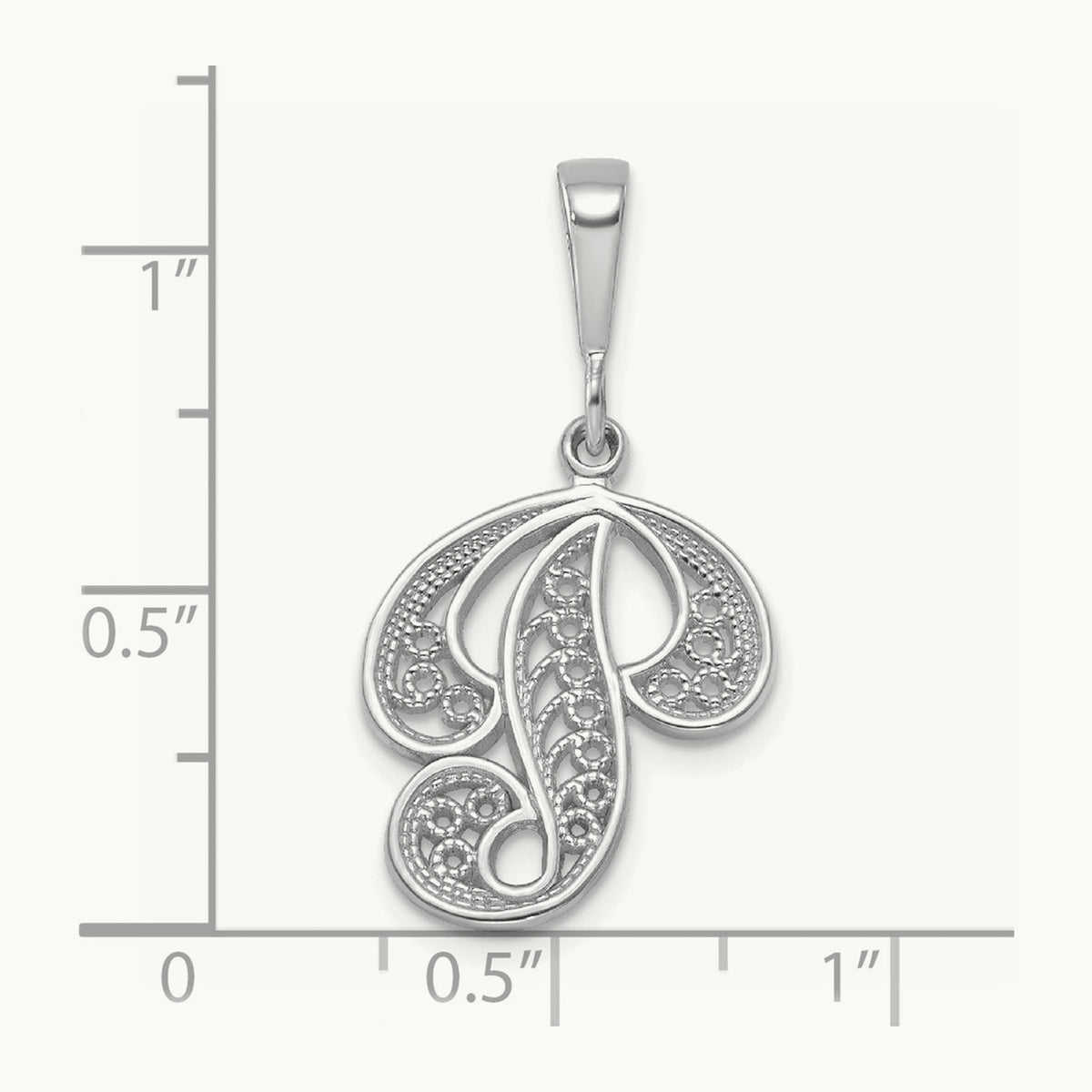 Solid Polished Script Filigree Initial Pendant — P