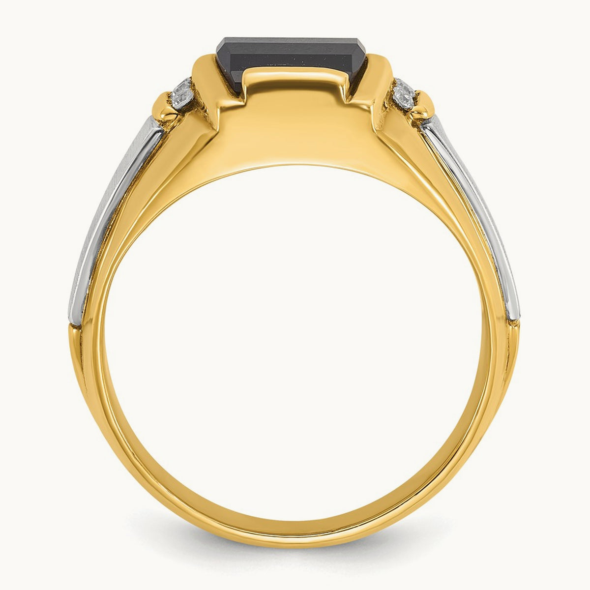 Men's Satin Onyx and Diamond Complete Ring — IBGoodman — photo set