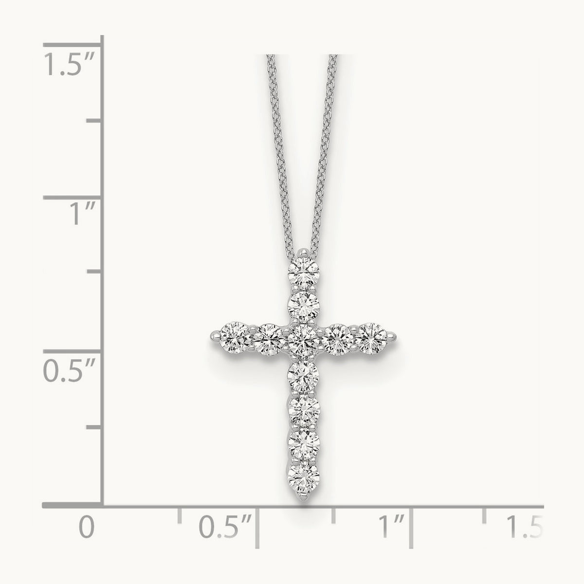 Cross Chain Slide Pendant, 0.75 ct tw Lab-Grown Diamond — 10K White Gold, 18 in