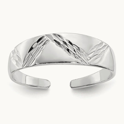 Fancy Toe Ring, 14K White Gold