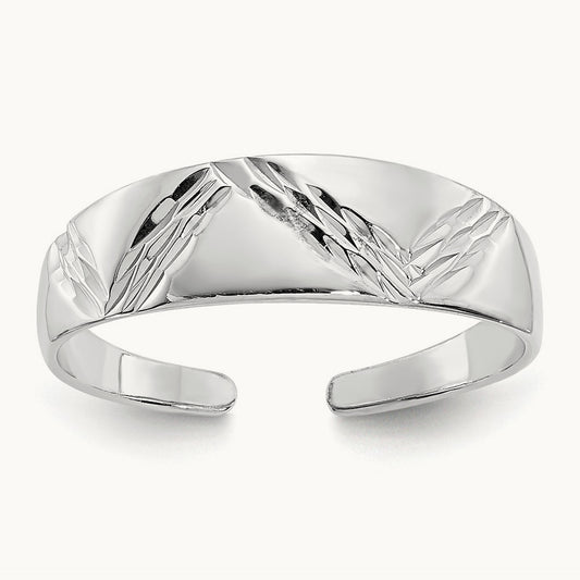 Fancy Toe Ring, 14K White Gold
