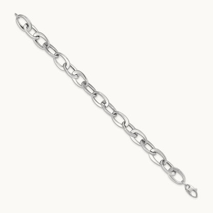 Polished Fancy Link Bracelet, 14K White Gold