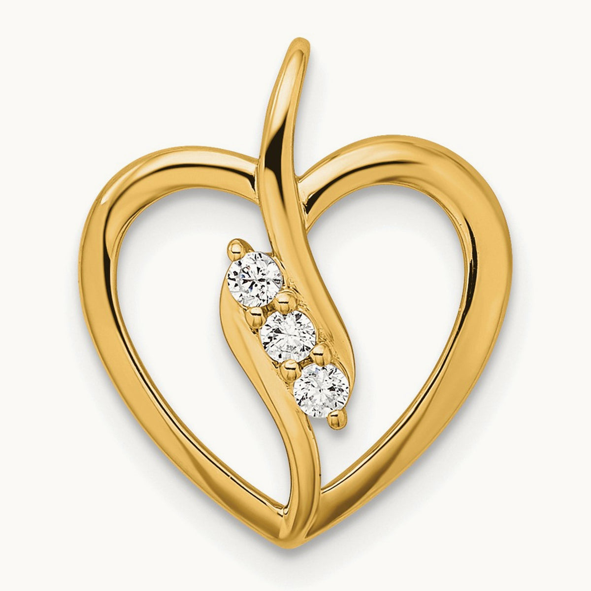 Open Heart Pendant, 0.10 ct tw Lab-Grown Diamond — 14K Yellow Gold