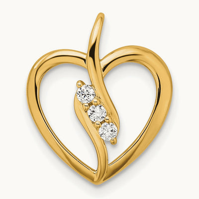 Open Heart Pendant, 0.10 ct tw Lab-Grown Diamond — 14K Yellow Gold