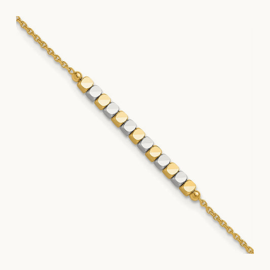 Beaded 7.5in Bracelet, 14K Two-tone