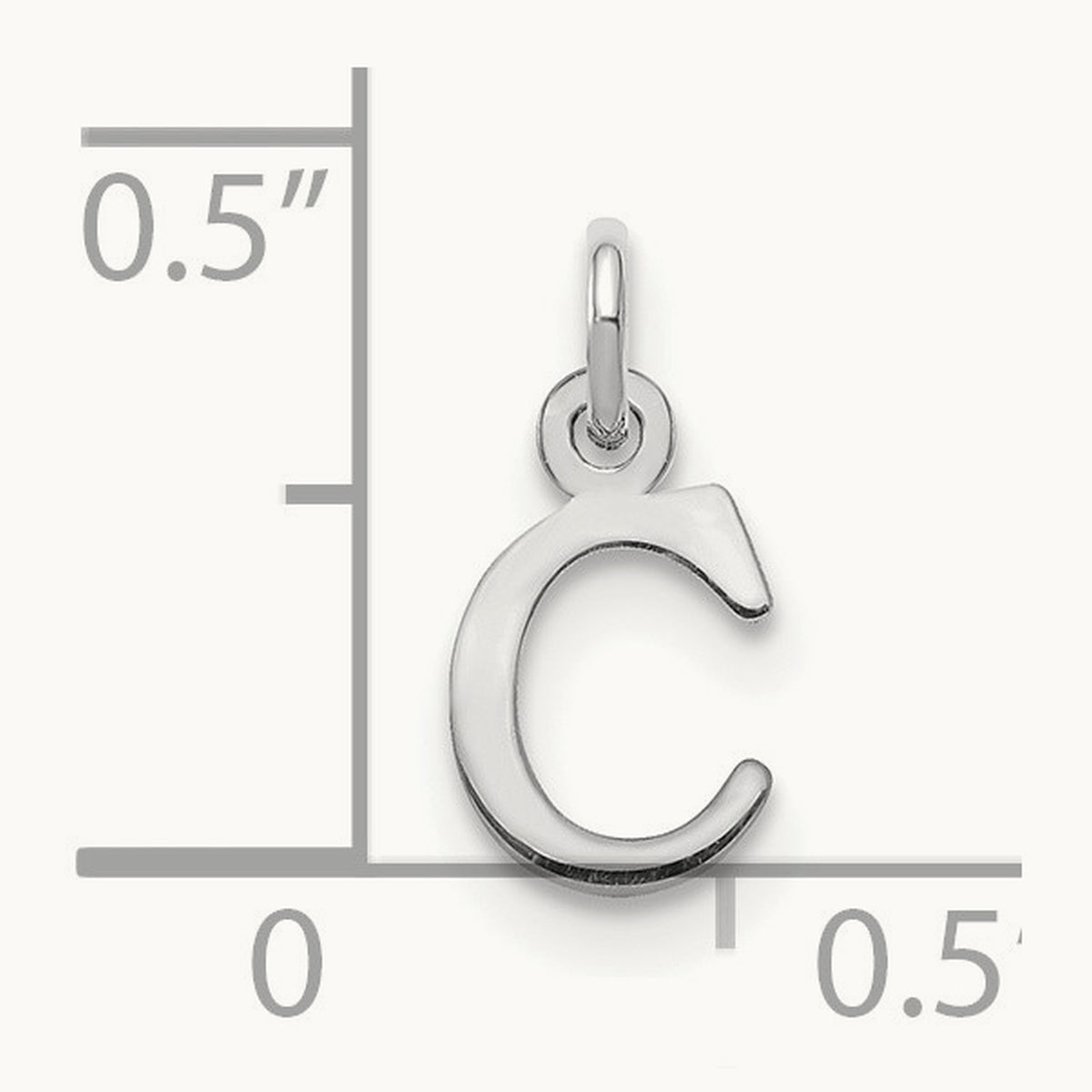 Cutout Letter C Initial Pendant, 14K White Gold