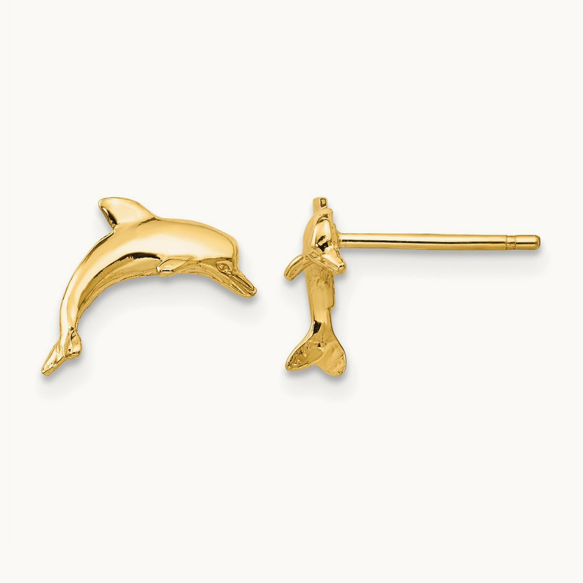 Dolphin Post Earrings, 14K
