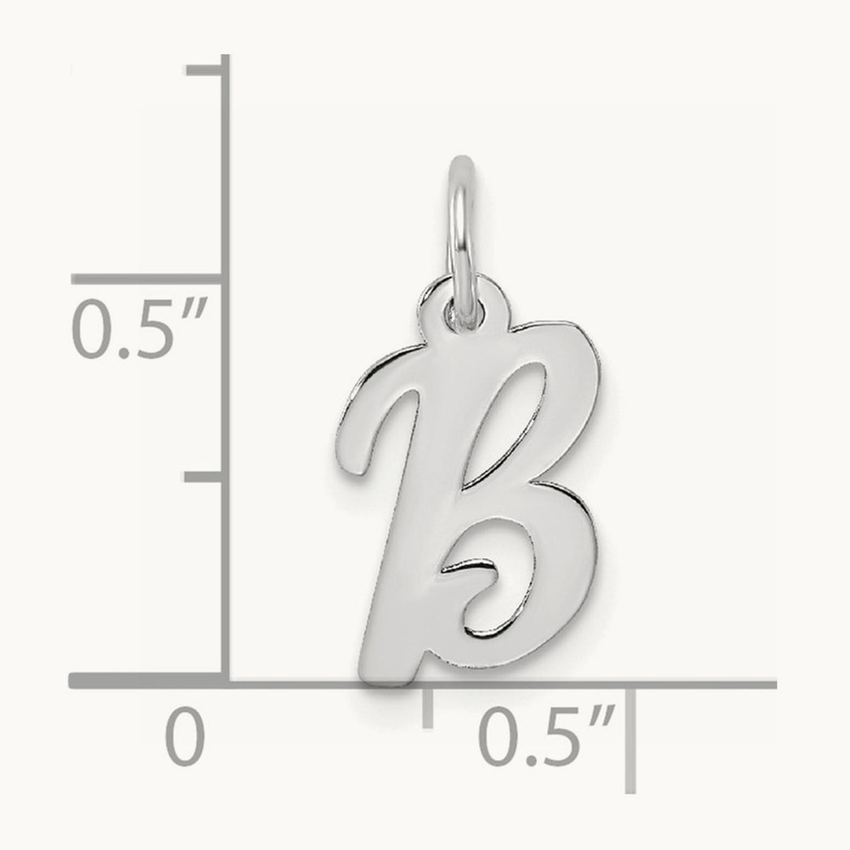 Small Script Letter B Initial Charm, 14K White Gold
