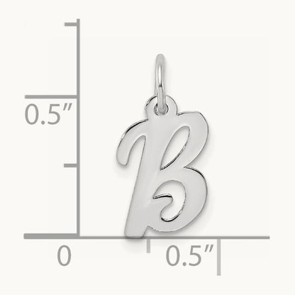 Small Script Letter B Initial Charm, 14K White Gold