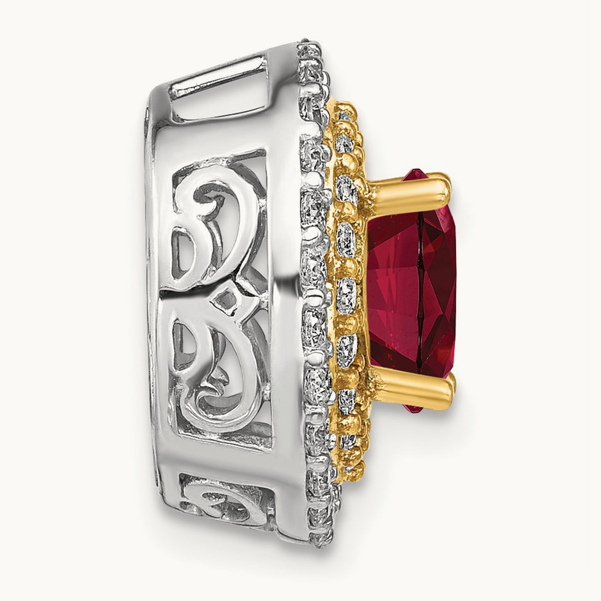 Created Ruby Chain Slide, 0.50 ct tw Lab-Grown Diamond