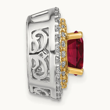 Created Ruby Chain Slide, 0.50 ct tw Lab-Grown Diamond