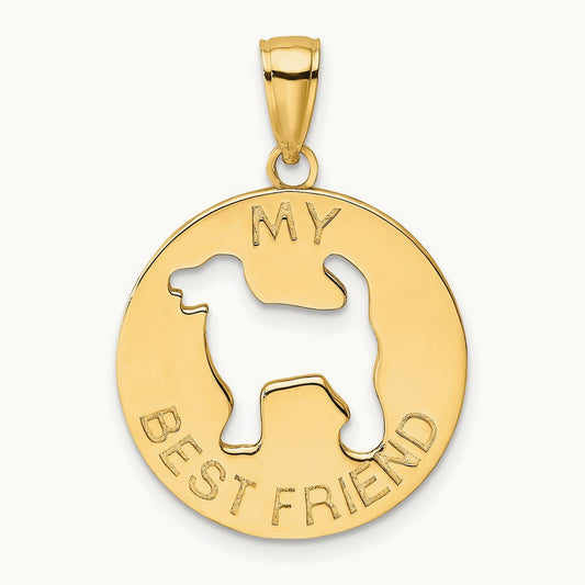 MY BEST FRIEND w/Dog Charm, 14K