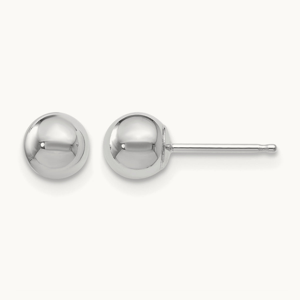 Polished Ball Post Earrings — 14K White Gold, 5mm