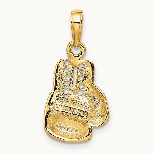 Polished Cut-out Boxing Glove Charm — 14K Yellow Gold