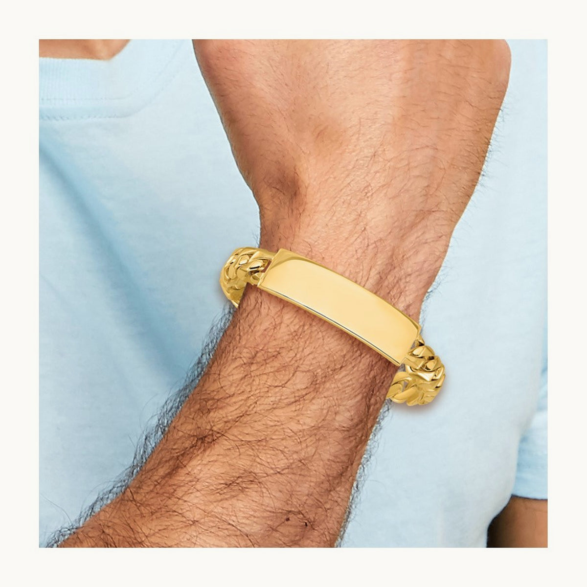Hand-polished Curb Link ID Bracelet, 14K