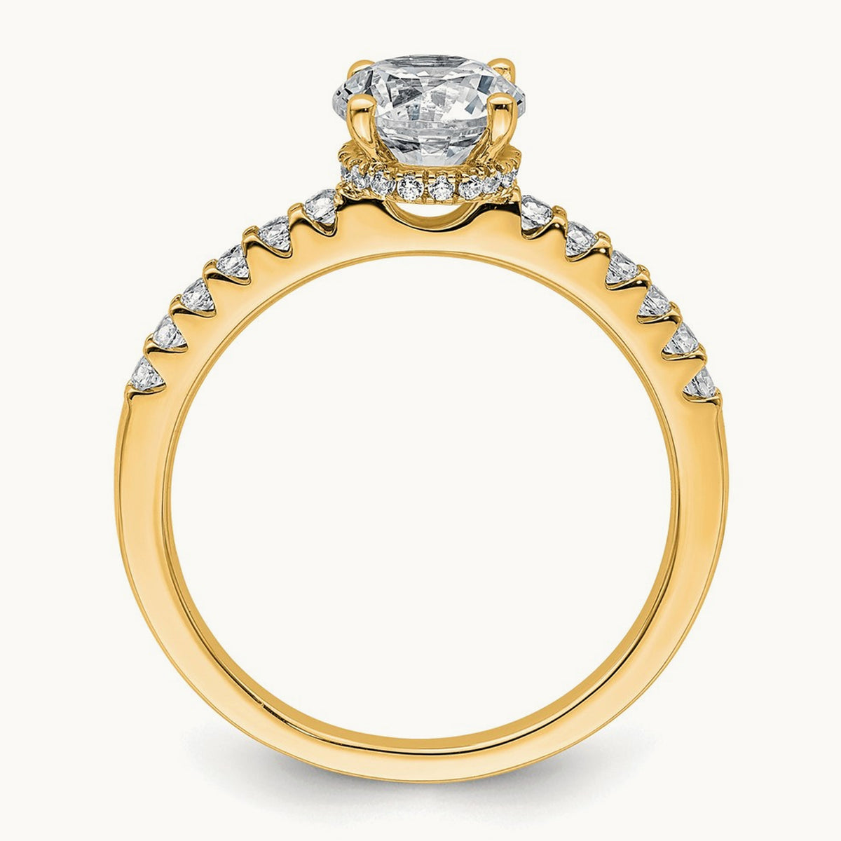 Round Engagement Ring, 1.25-2.75 ct tw Lab-Grown Diamond — 1 1/4 ct, 14K Yellow Gold