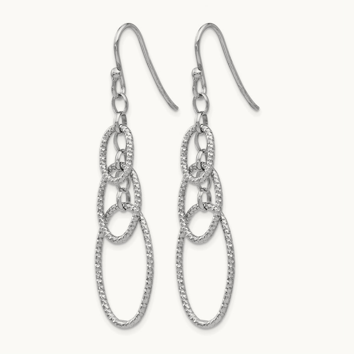 RH-plt Textured Dangle Shepherd Hook Earrings, Sterling Silver — Leslie's