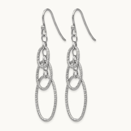 RH-plt Textured Dangle Shepherd Hook Earrings, Sterling Silver — Leslie's