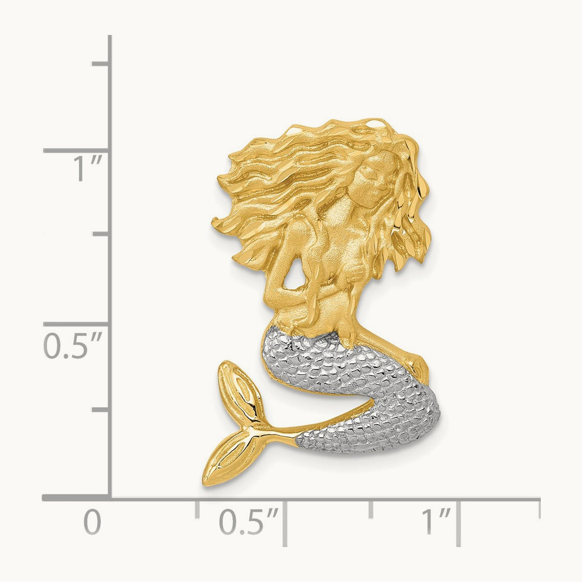w/White Rhodium Satin D/C Mermaid Chain Slide, 14K