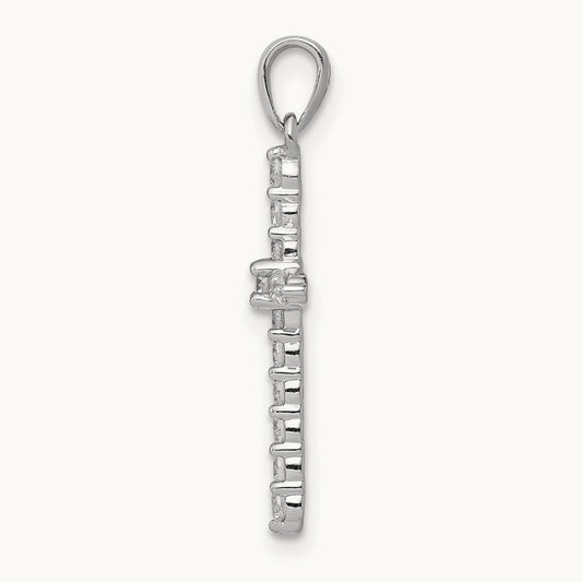 Polished Diamond Cross Pendant — 14K White Gold