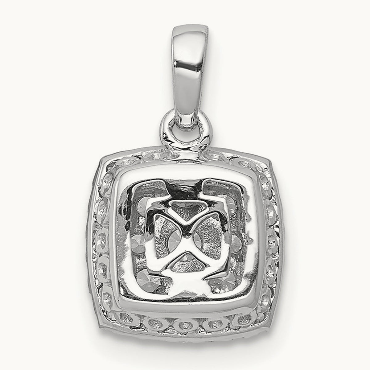 1/2ct. Diamond Square Cluster Pendant, 14K White Gold