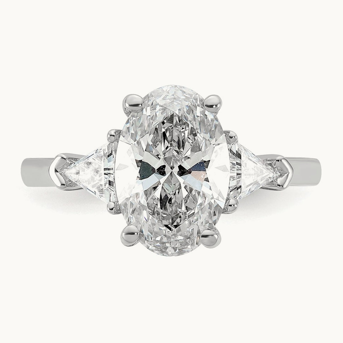 Oval & Trillion 3 Stone Engagement Ring, 1.50-4.00 ct tw Lab-Grown Diamond — 3 1/8 ct, 14K White Gold