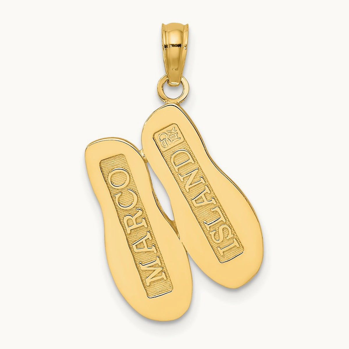 Polished Large MARCO ISLAND Double Flip-Flop Charm, 14K