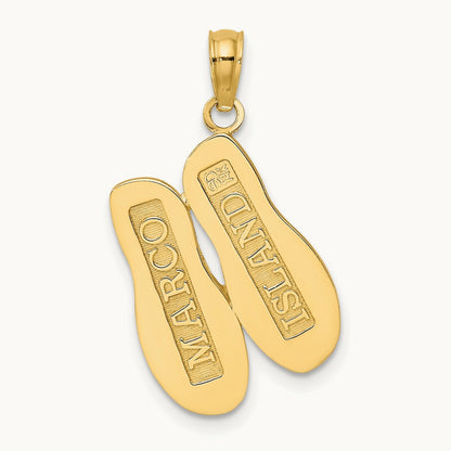 Polished Large MARCO ISLAND Double Flip-Flop Charm, 14K