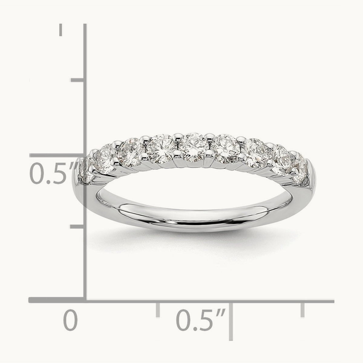 9-Stone Diamond Band, 14K White Gold