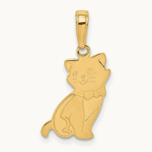 Sitting Cat Pendant, 14K