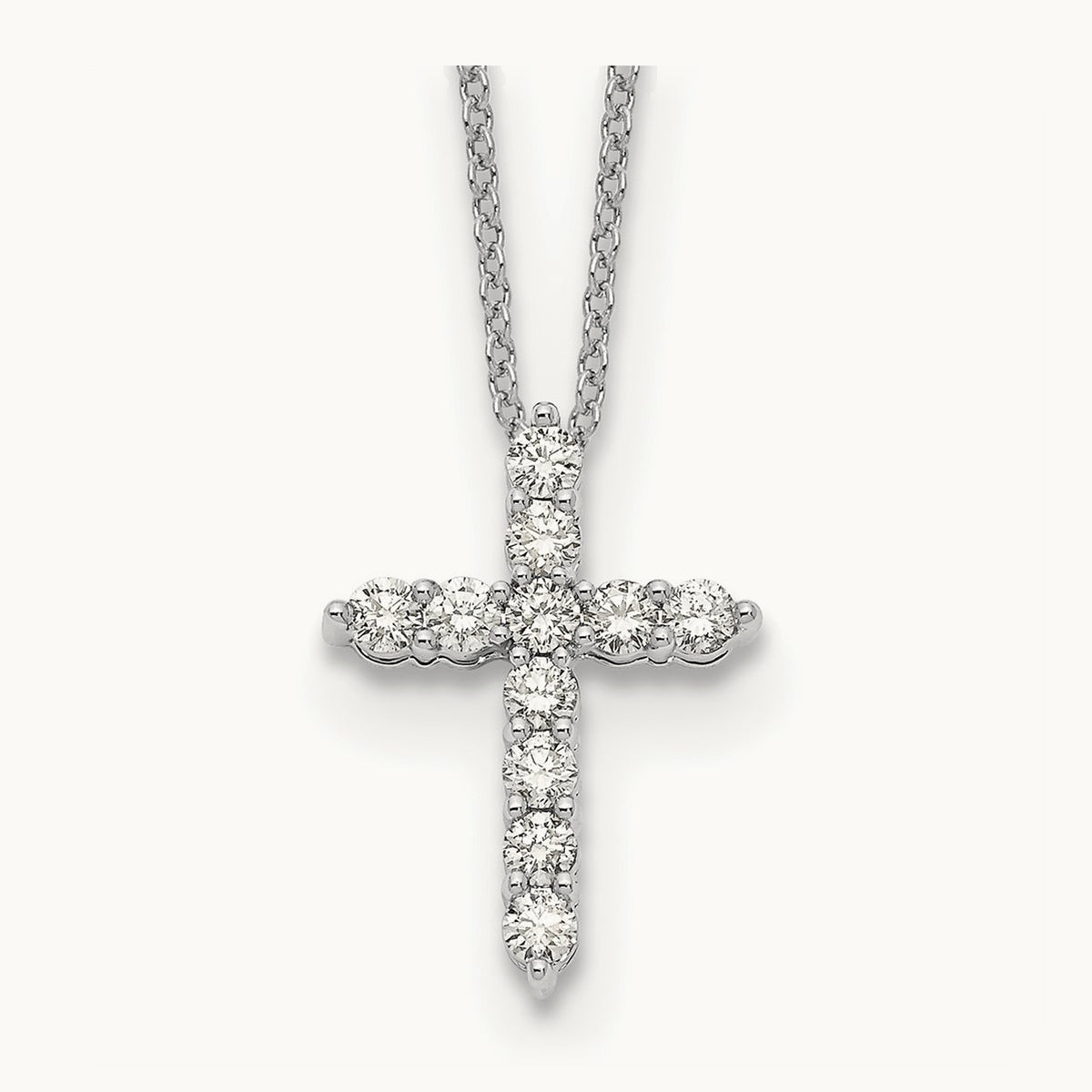 1/2ct Lab Grown Diamond VS/SI+ G+ Comp 18in Cross Pendant Necklace, 14K White Gold