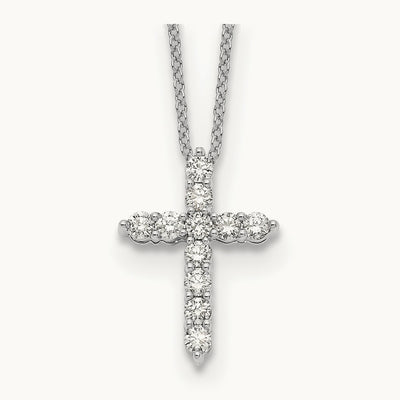 1/2ct Lab Grown Diamond VS/SI+ G+ Comp 18in Cross Pendant Necklace, 14K White Gold