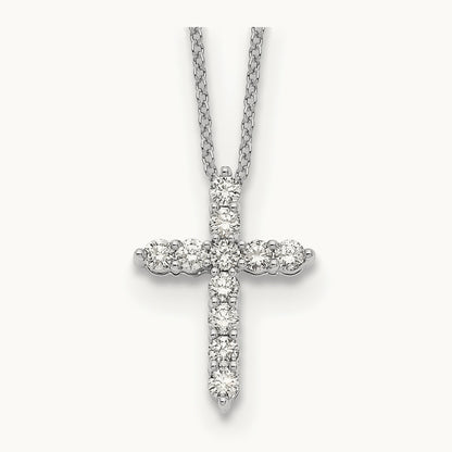 1/2ct Lab Grown Diamond VS/SI+ G+ Comp 18in Cross Pendant Necklace, 14K White Gold